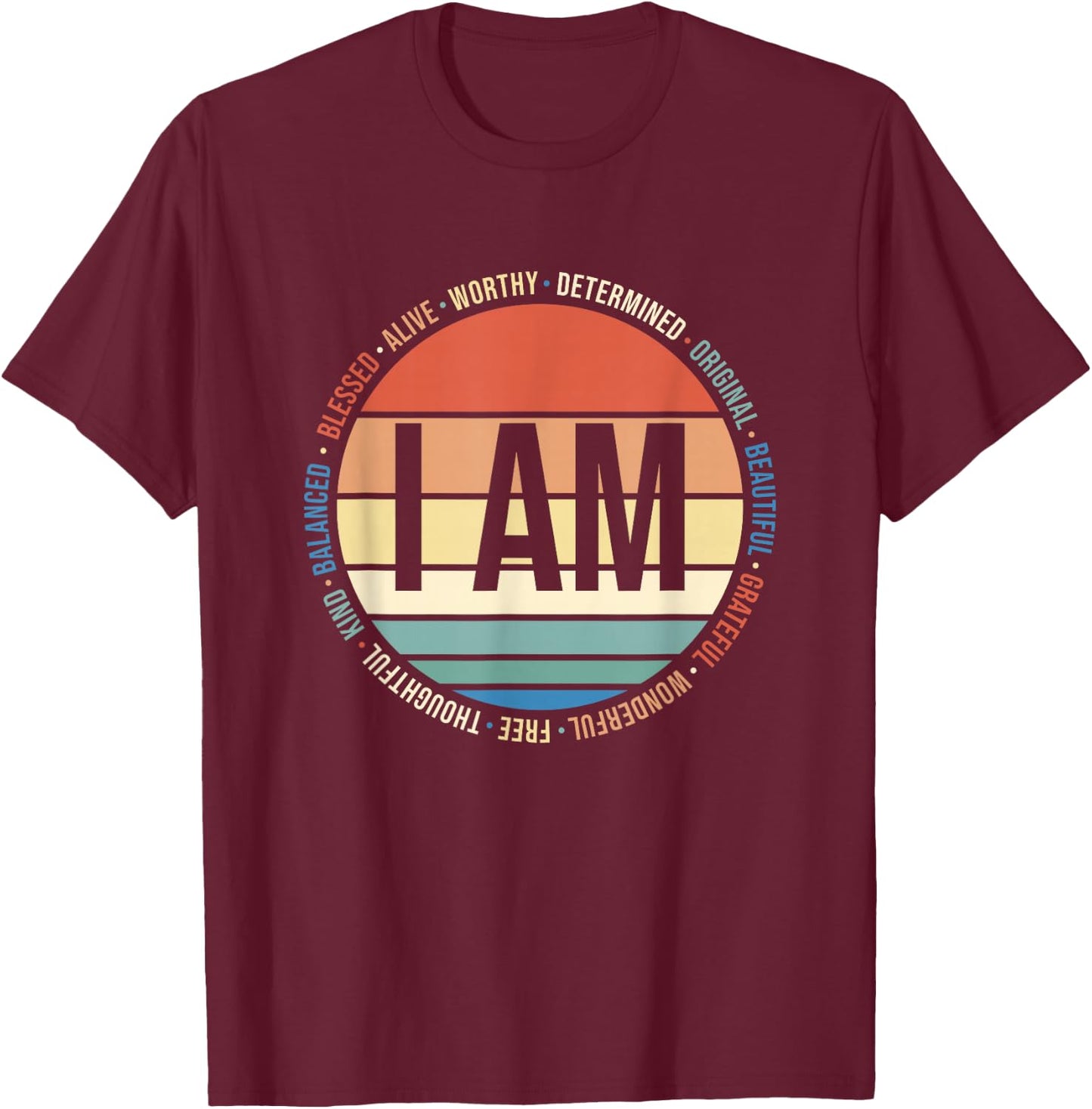 70s Retro Positive Affirmations Self Care Gift Mental Health T-Shirt - T-Shirt | Maroon