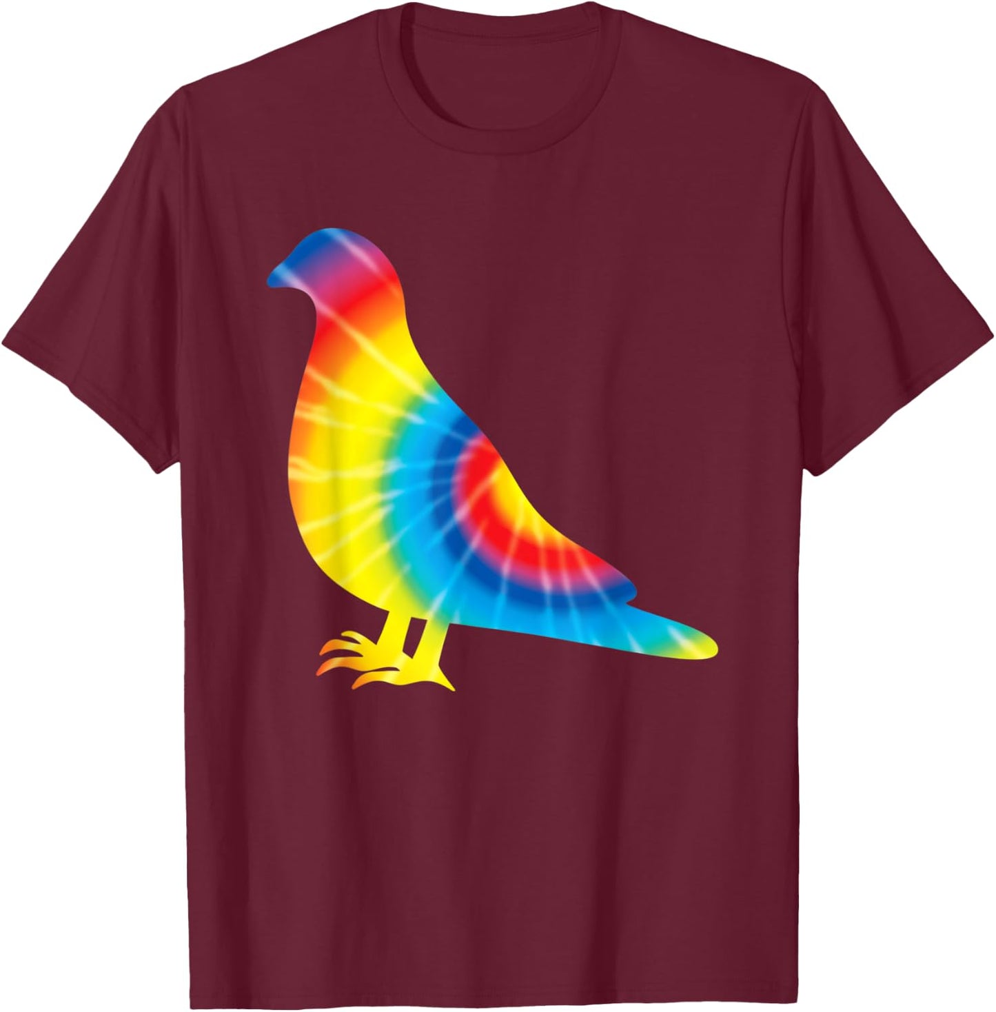 Tie Dye Pigeon Rainbow Print Bandtail Bird Hippie Peace Gift T-Shirt - T-Shirt | Maroon