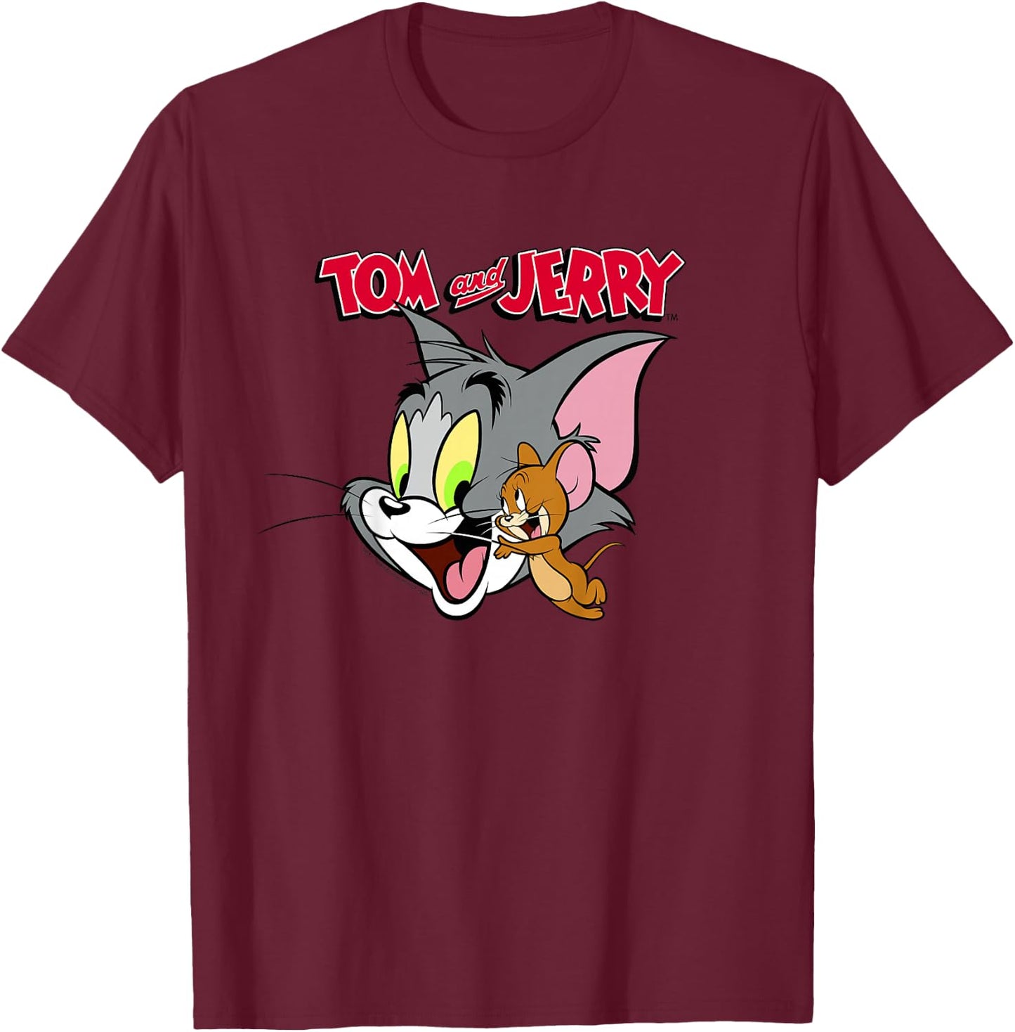 Kids Tom And Jerry Simple Portrait Logo T-Shirt - T-Shirt | Maroon