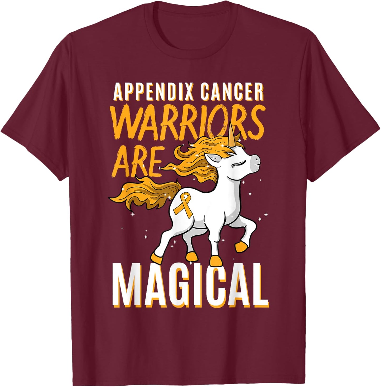 Appendix Cancer Awareness Supporter Fighter Unicorn Lover T-Shirt - T-Shirt | Maroon