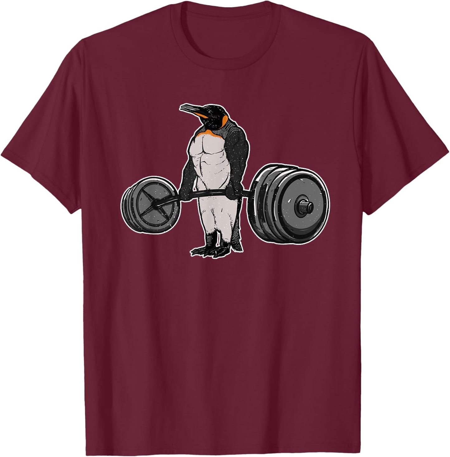 Penguin Deadlift - Funny Fitness Bodybuilder Bird Animal T-Shirt - T-Shirt | Maroon