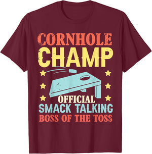 Cornhole Champ Official Smack Talking Boss Of The Toss T-Shirt - T-Shirt | Maroon