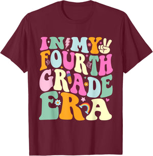 In My Fourth Grade Era 4th Grade Girl Teacher Back to School T-Shirt - T-Shirt | Maroon
