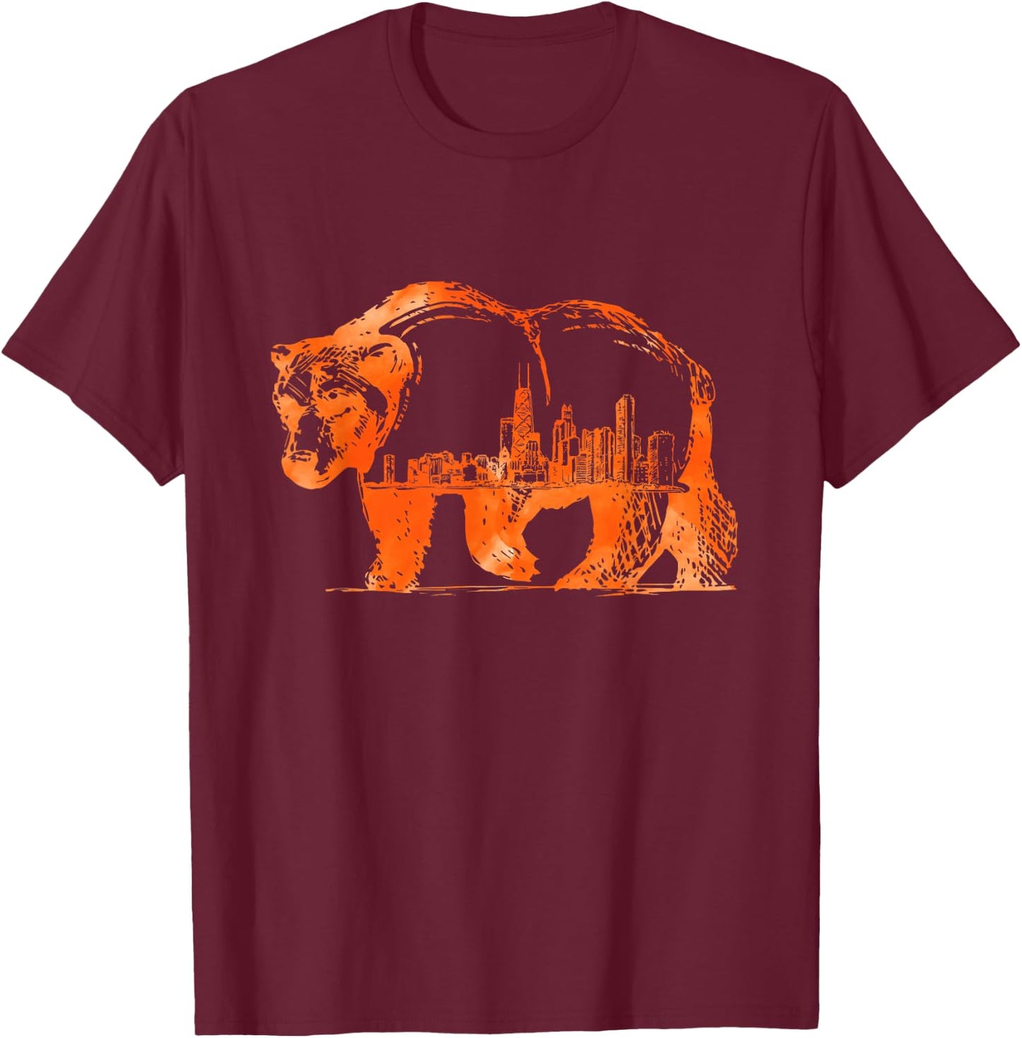 Chicago Downtown City Skyline Illinois Pride T-Shirt - T-Shirt | Maroon