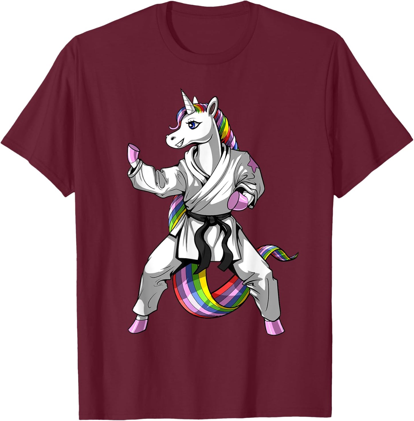 Unicorn Ninja Karate Martial Art Kickboxing Taekwondo Girls T-Shirt - T-Shirt | Maroon