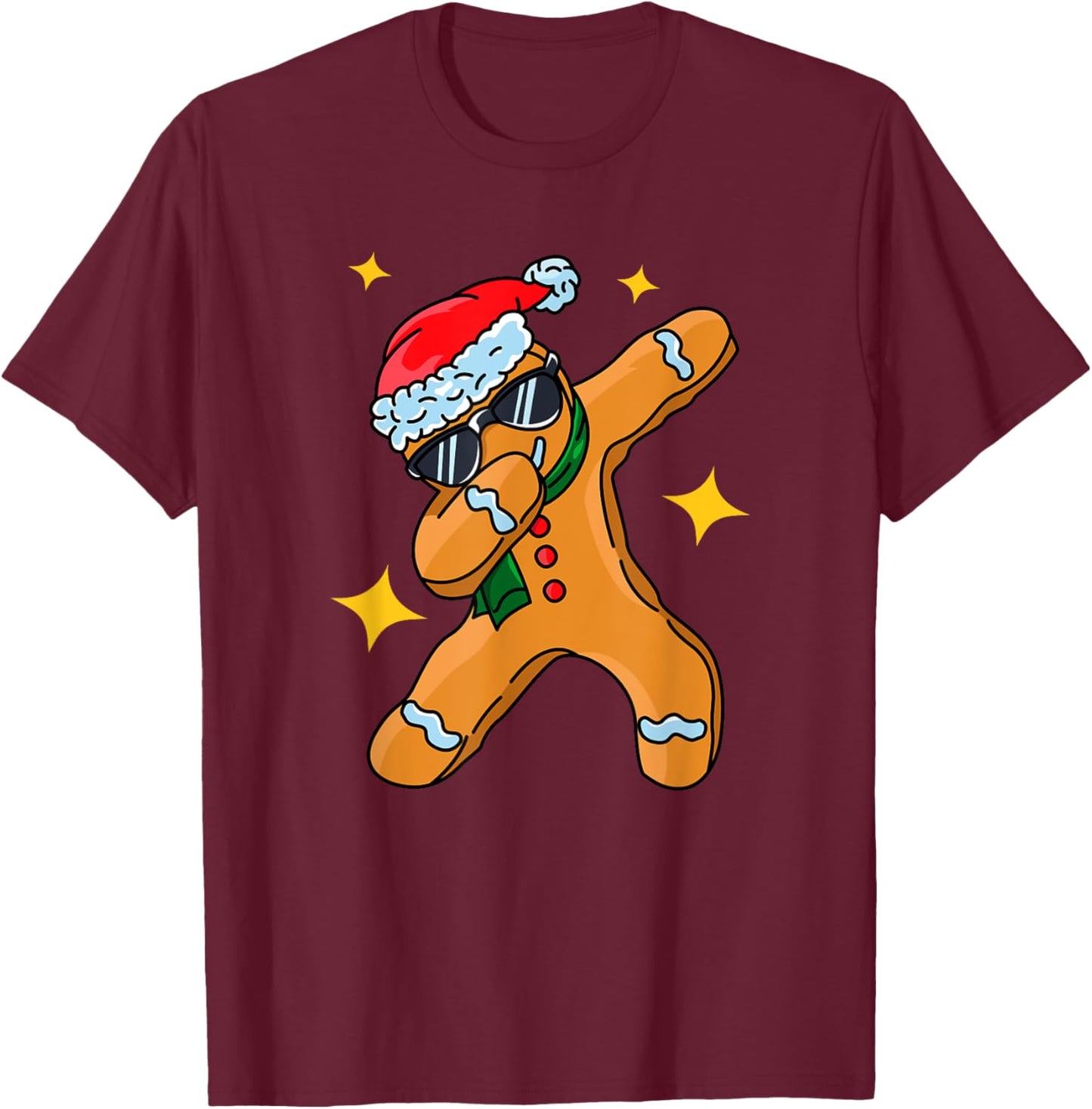 Dabbing Gingerbread Christmas Funny Merry Christmas T-Shirt - T-Shirt | Maroon