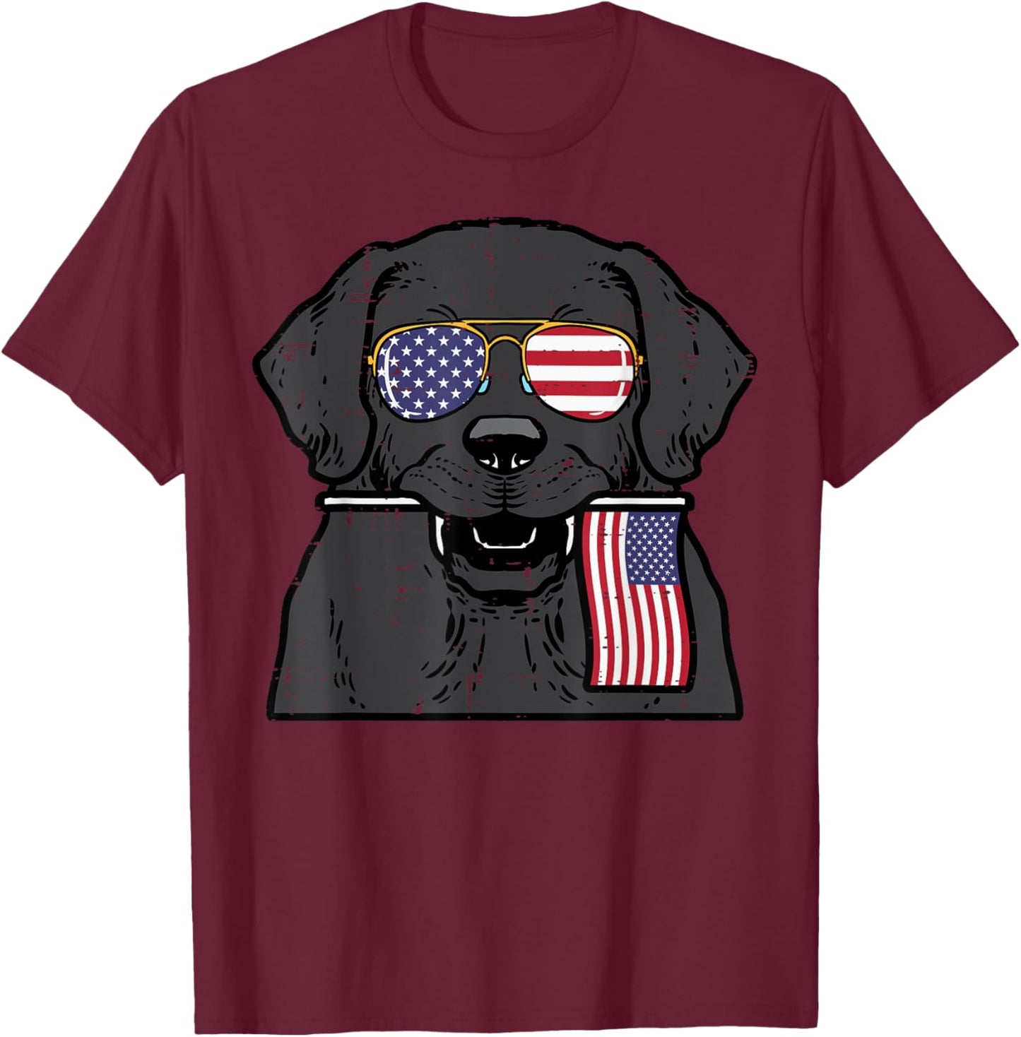 4th July Dog Labrador US Flag Patriotic Pet Men Women Kids T-Shirt - T-Shirt | Maroon