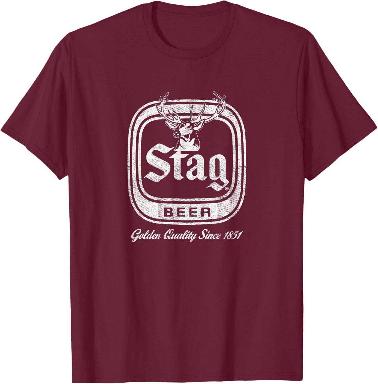 Stag Vintage Style - Pale Logo T-Shirt - T-Shirt | Maroon
