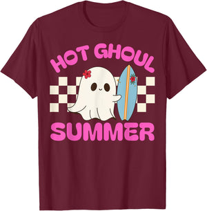 Funny Hot Ghoul Summer Ghost Spooky Beach Halloween Men Women T-Shirt - T-Shirt | Maroon