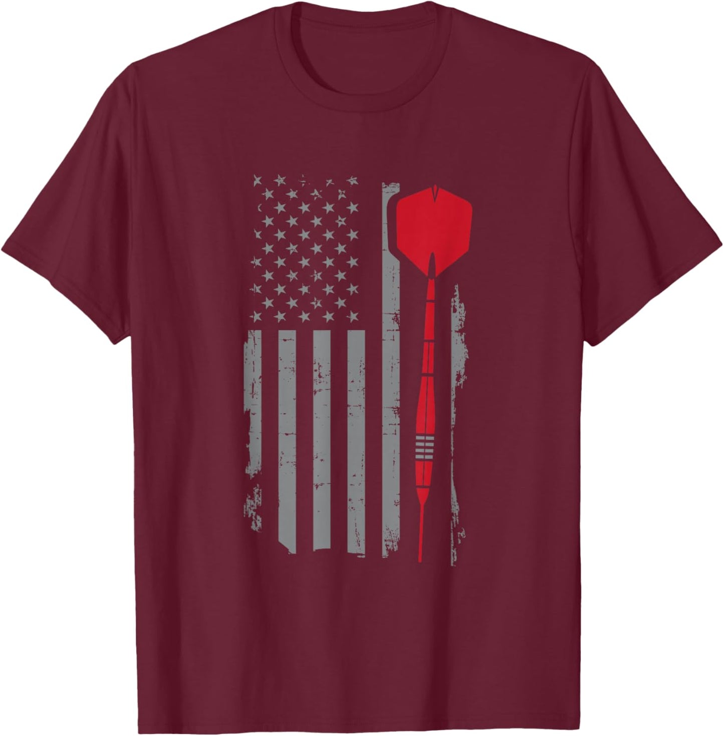 Retro American Flag Throw Darts Gift Dart Player Men T-Shirt - T-Shirt | Maroon
