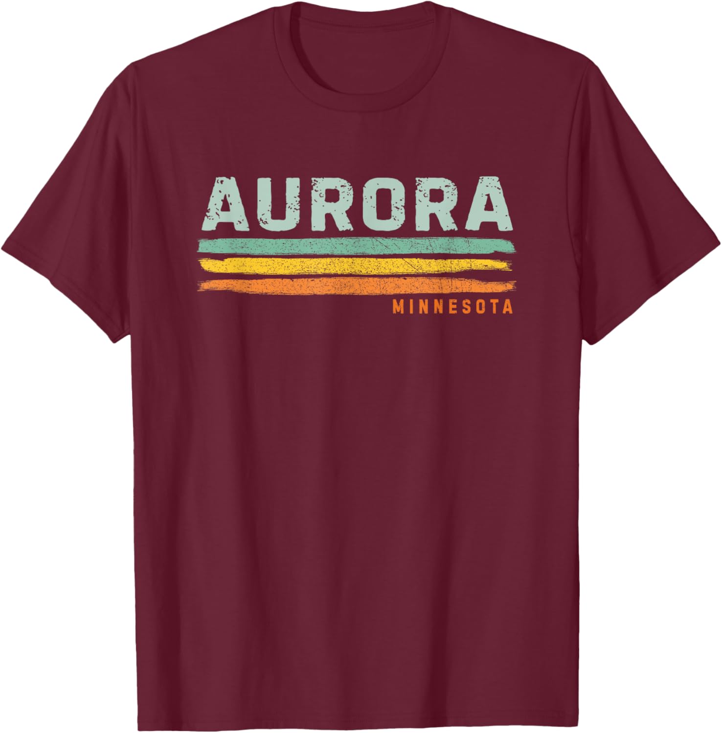 Vintage Stripes Aurora MN T-Shirt - T-Shirt | Maroon