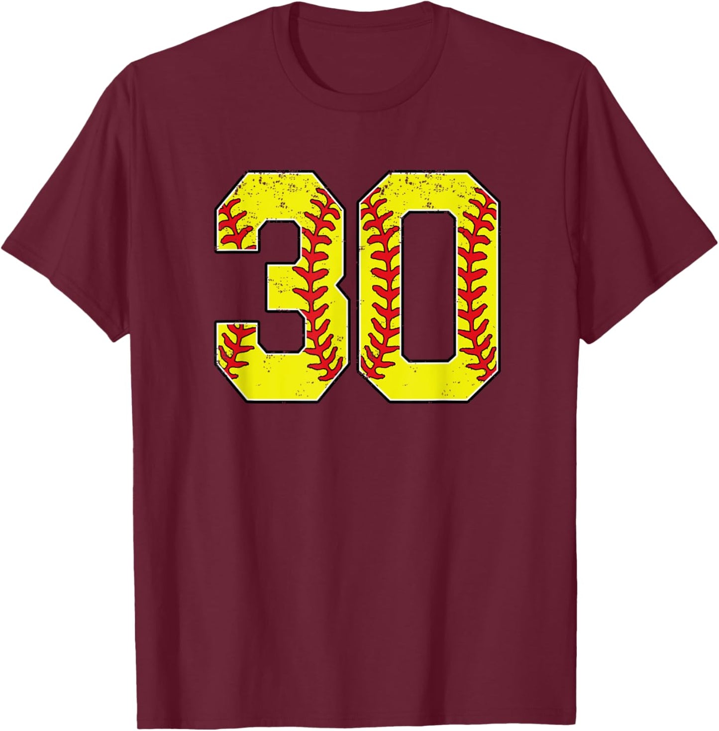 Softball Number 30 Mom Dad Show Support Favorite Player T-Shirt - T-Shirt | Maroon