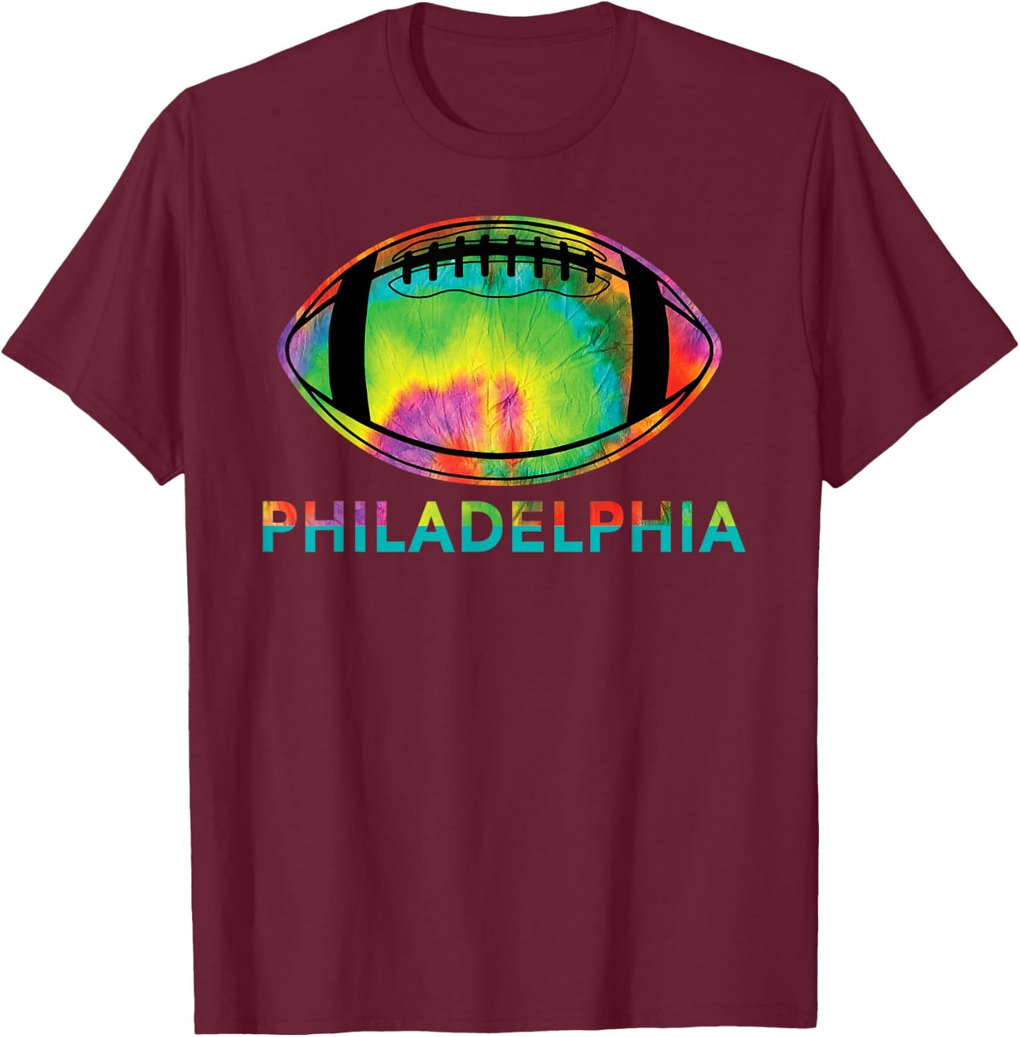 Tie Dye Cool Football Design Apparel Philadelphia T-Shirt - T-Shirt | Maroon