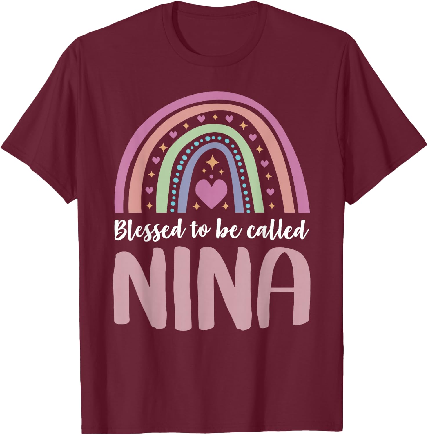 Nina Shirt for Grandma Women Mothers Day Blessed Nina T-Shirt - T-Shirt | Maroon