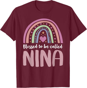 Nina Shirt for Grandma Women Mothers Day Blessed Nina T-Shirt - T-Shirt | Maroon