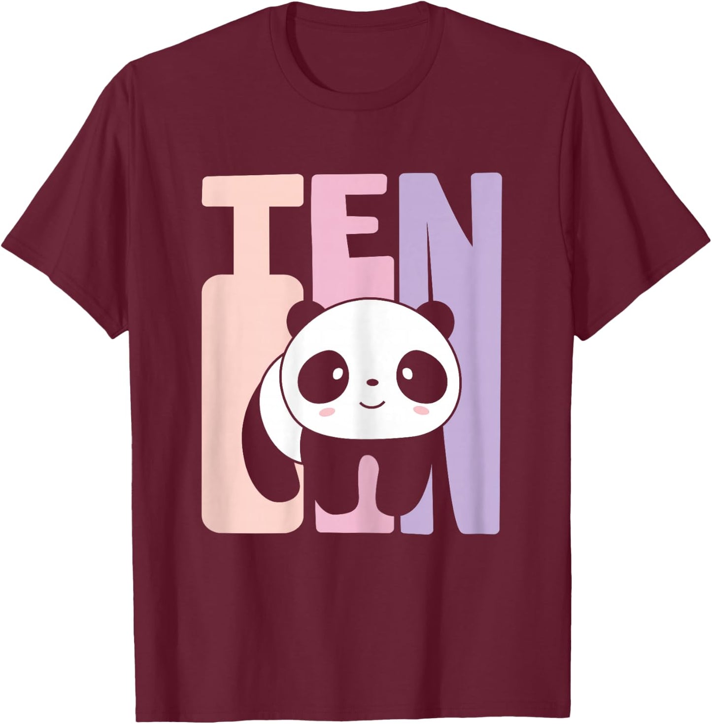 10th Birthday Girl Cute Panda Panda Bear 10 Years Old T-Shirt - T-Shirt | Maroon