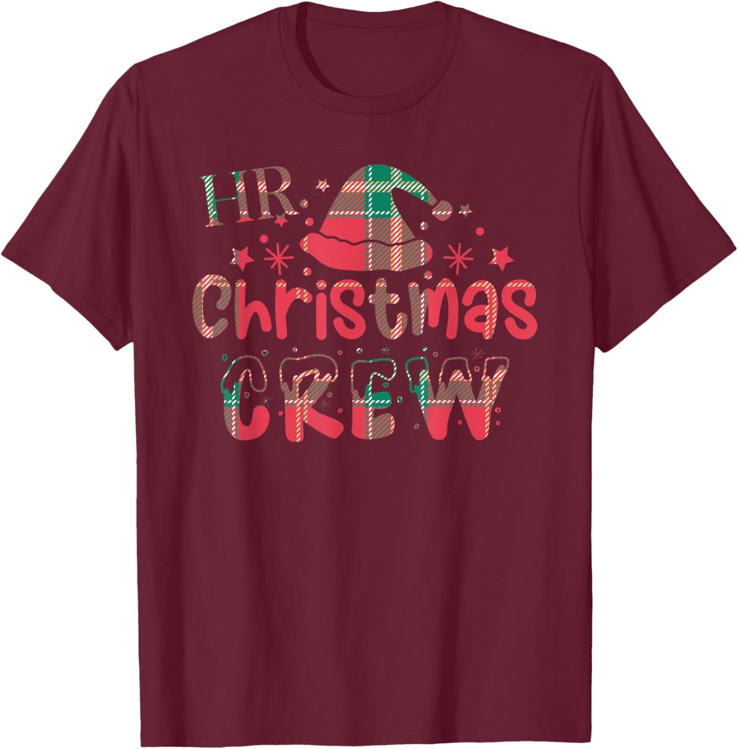HR Christmas Crew Human Resources Vintage Funny Ugly Sweater T-Shirt - T-Shirt | Maroon
