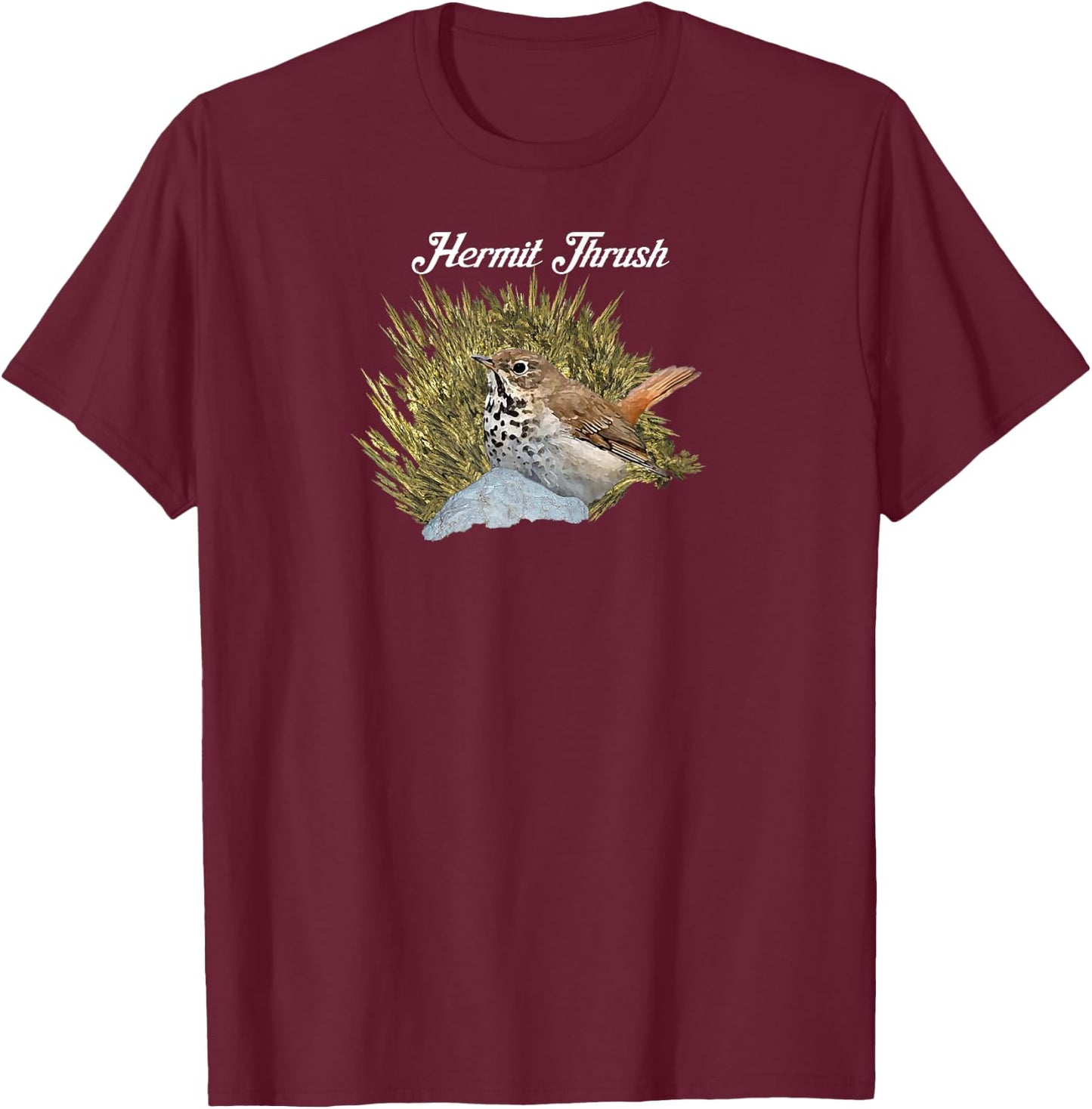 Hermit Thrush. Fractal. T-Shirt - T-Shirt | Maroon