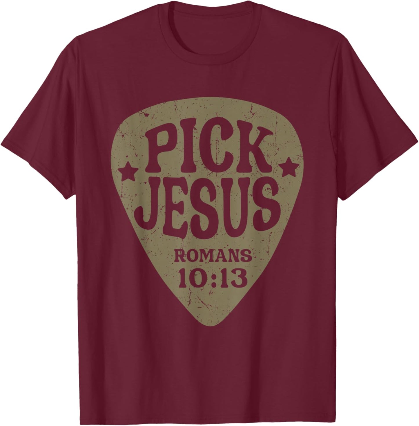 Guitar Pick Jesus Christian Music Guitarist Pastor Retro T-Shirt - T-Shirt | Maroon