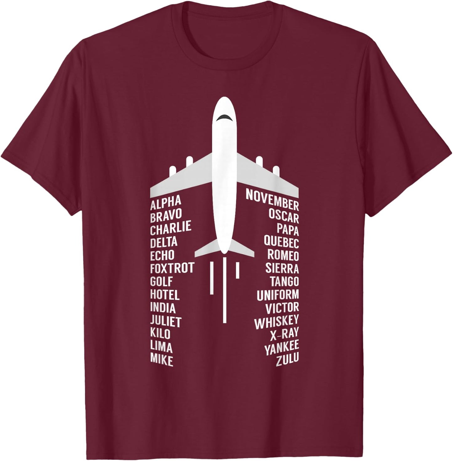 Phonetic Alphabet Aviation Pilot Aeroplane Aeroplane Gift T-Shirt - T-Shirt | Maroon