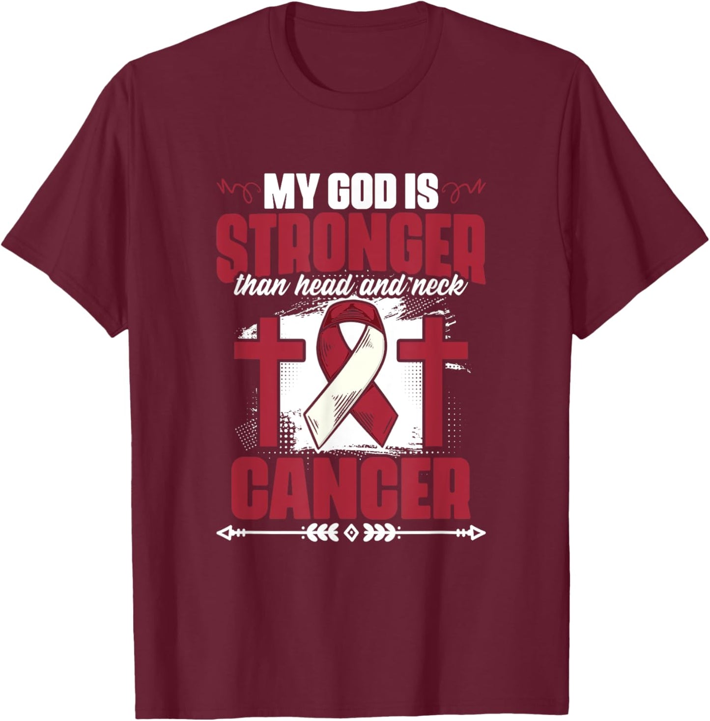 God Stronger Than Head And Neck Cancer Throat Cancer T-Shirt - T-Shirt | Maroon