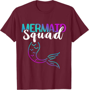 Mermaid Squad Tail Clamshell Sea Creature Aqua Marine T-Shirt - T-Shirt | Maroon