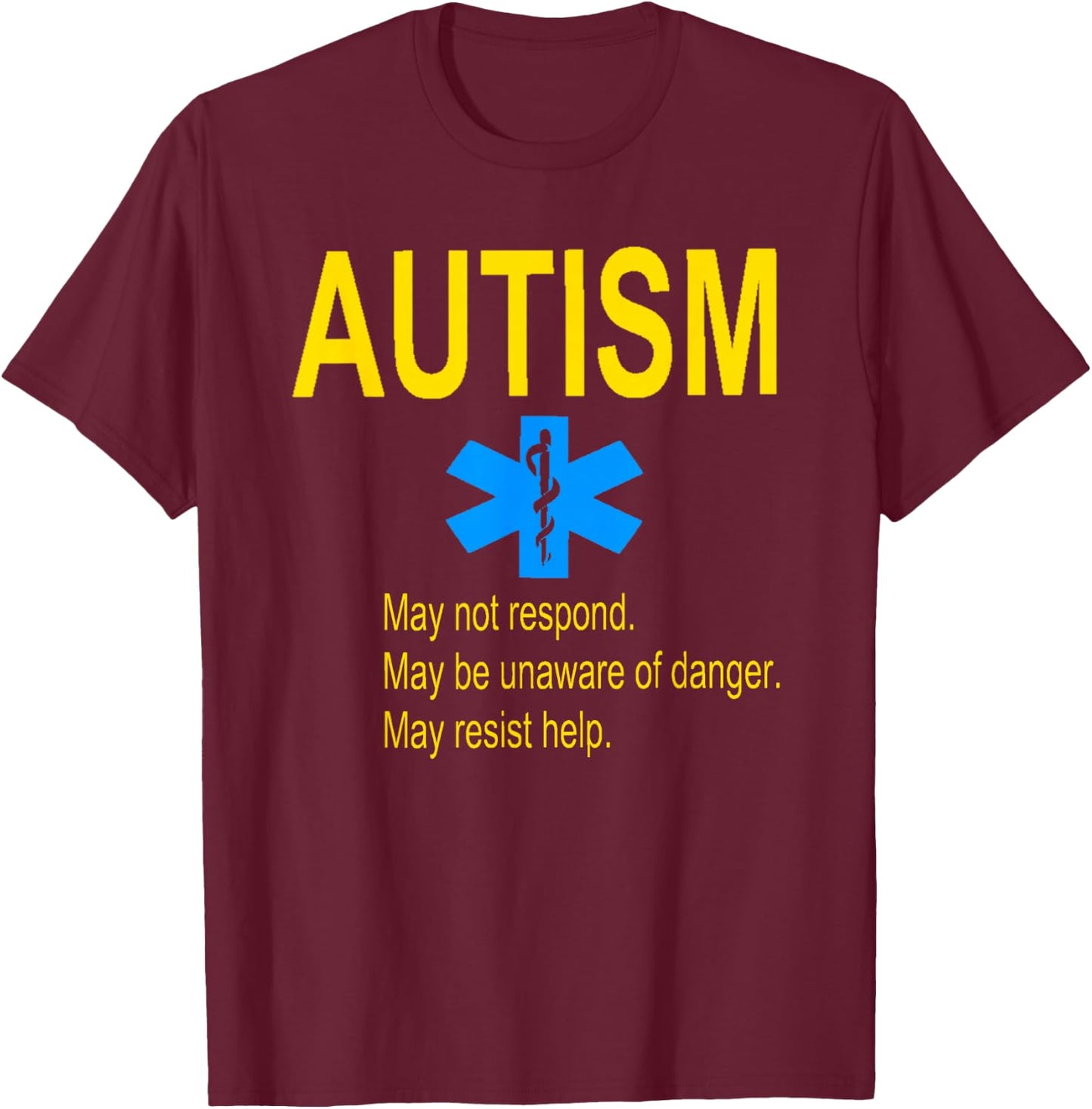 Autism For Kids Medical Alert T-Shirt - T-Shirt | Maroon