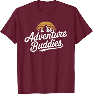 Adventure Buddies Mountain Hiker Hiking Funny Couple Outdoor T-Shirt - T-Shirt | Maroon
