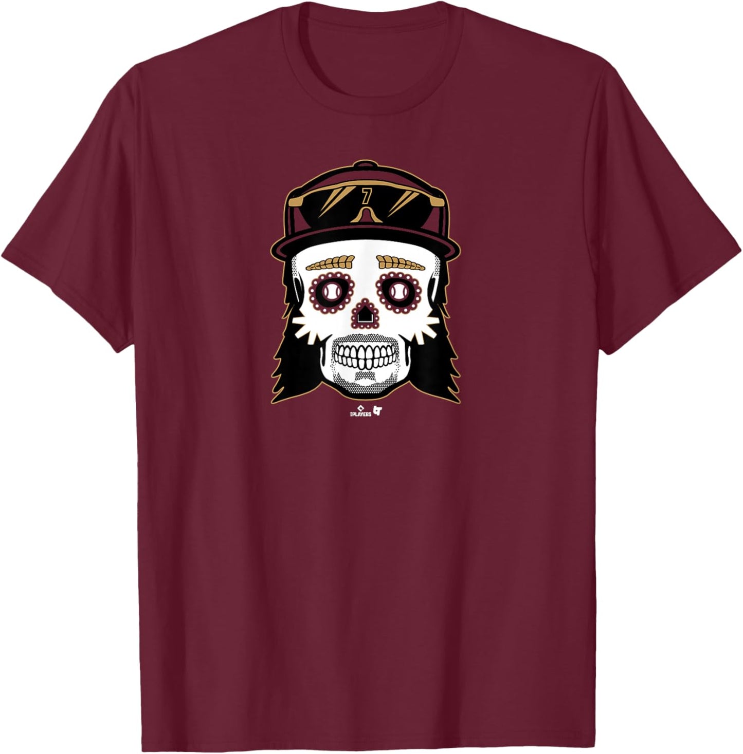 Corbin Carroll - Sugar Skull - Arizona Baseball T-Shirt - T-Shirt | Maroon