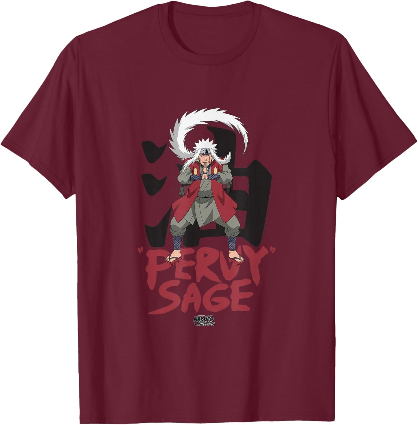 Naruto Shippuden Jiraiya Pervy Sage Small T-Shirt - T-Shirt | Maroon