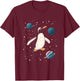 Penguin in Space Cartoon Art T-Shirt - T-Shirt | Maroon