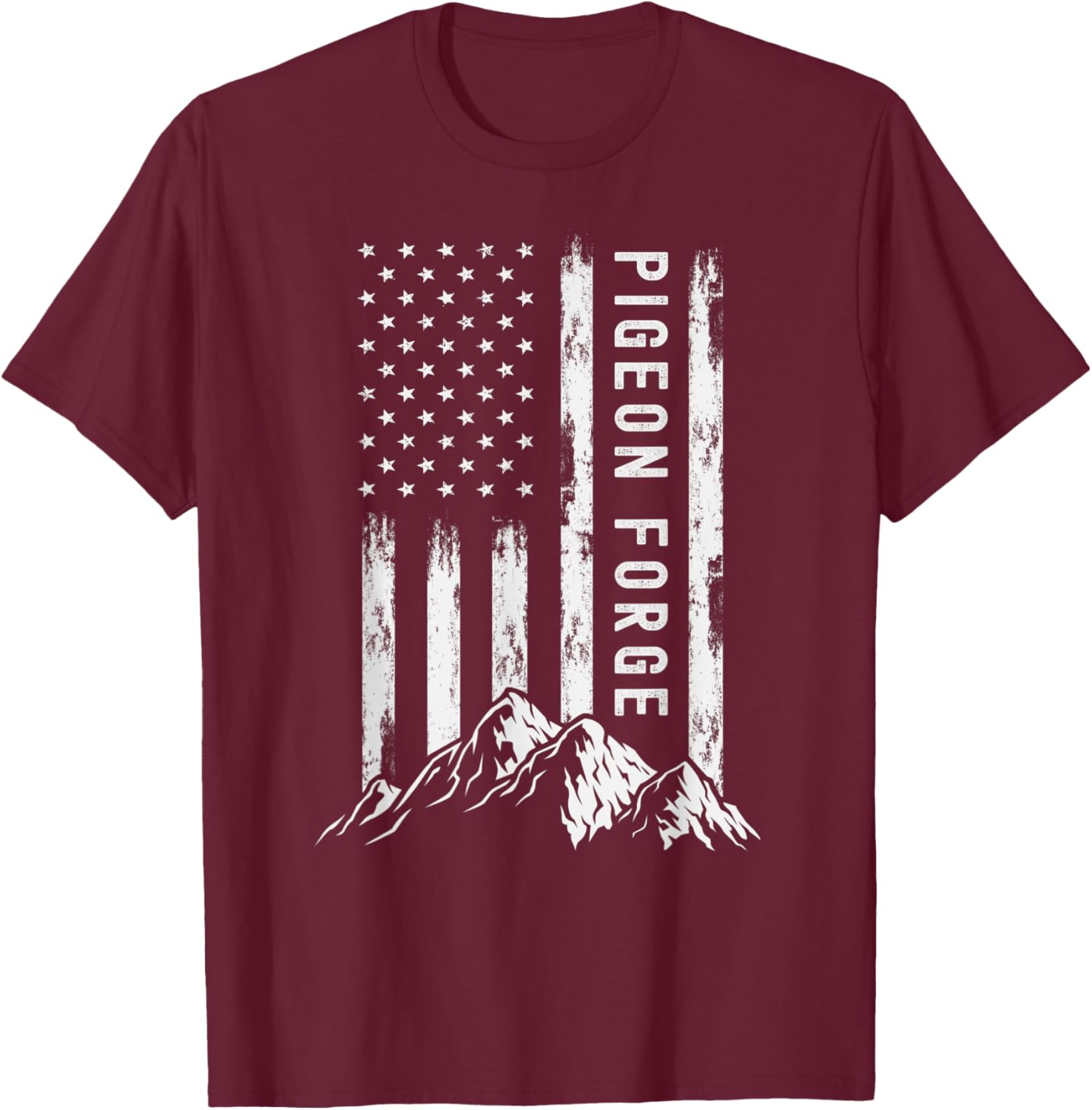 Patriotic Outdoors Smoky Mountains Tennessee Pigeion Forge Women Kids Men T-Shirt - T-Shirt | Maroon