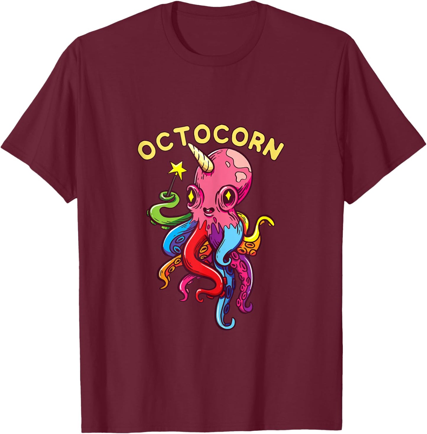 Octocorn Octopus Unicorn - Cute Magical Devil Fish T-Shirt - T-Shirt | Maroon