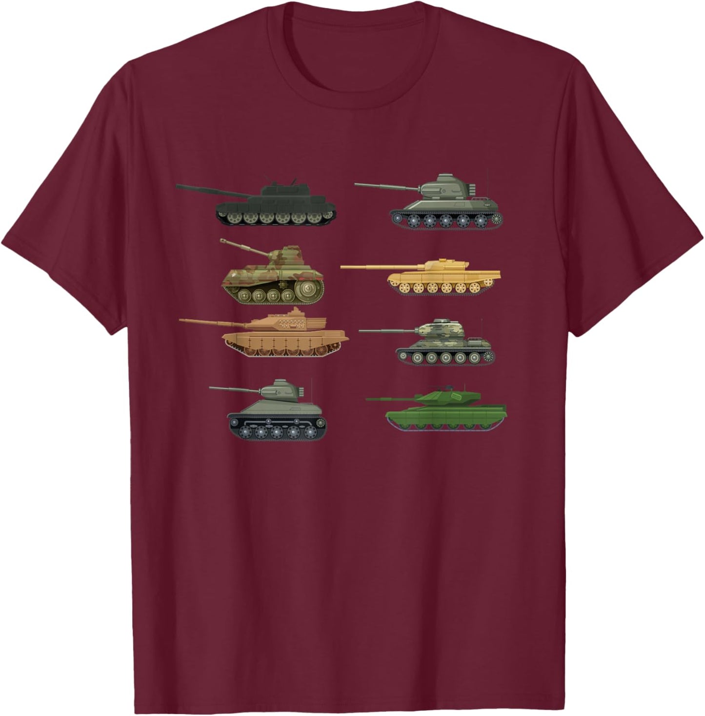 Tank Military Birthday for Boys Girls Toddlers T-Shirt - T-Shirt | Maroon