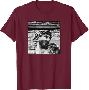 Bad David Michelangelo smoking cigar T-Shirt - T-Shirt | Maroon