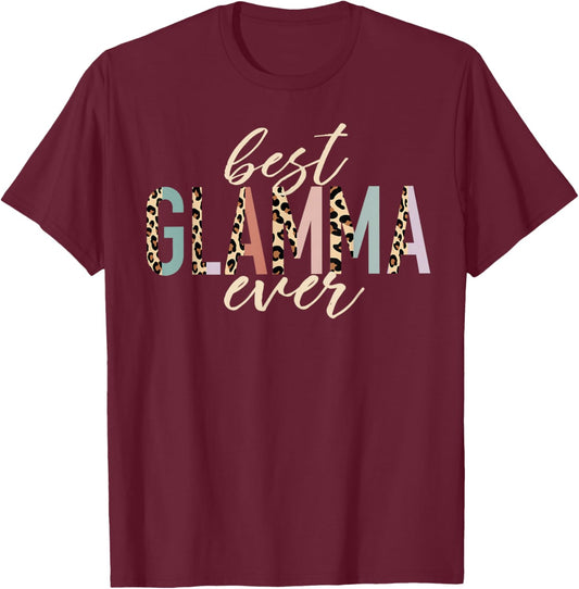 Best Glamma Ever Gifts Leopard Print Mother's Day T-Shirt - T-Shirt | Maroon