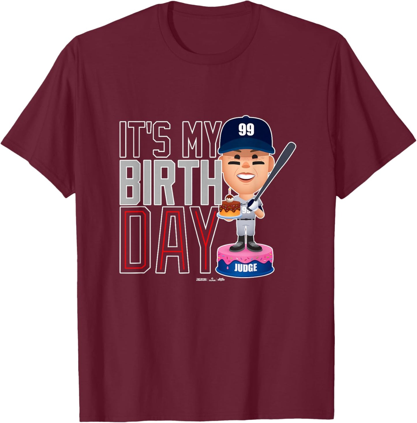 Aaron Judge New York Baseball Birthday MLBPA T-Shirt - T-Shirt | Maroon