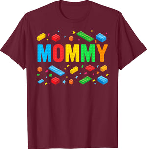 Mommy Master Builder Building Bricks Blocks Family Matching T-Shirt - T-Shirt | Maroon