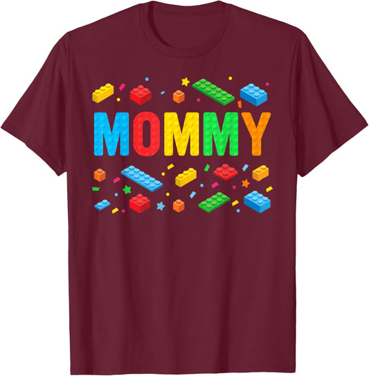 Mommy Master Builder Building Bricks Blocks Family Matching T-Shirt - T-Shirt | Maroon