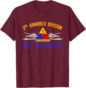 2nd Armored Division Ft Hood Texas Vintage Gifts T-Shirt - T-Shirt | Maroon