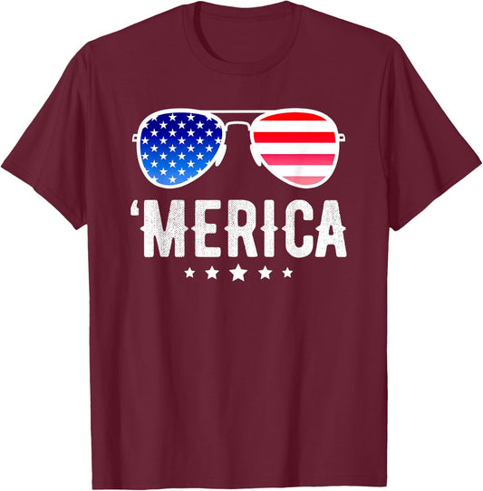 Funny American Flag Men Kids Boys Patriotic Fourth Small T-Shirt - T-Shirt | Maroon