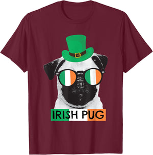 Irish Pug St Patricks Day Shirt for Pug Dog Lovers T-Shirt - T-Shirt | Maroon