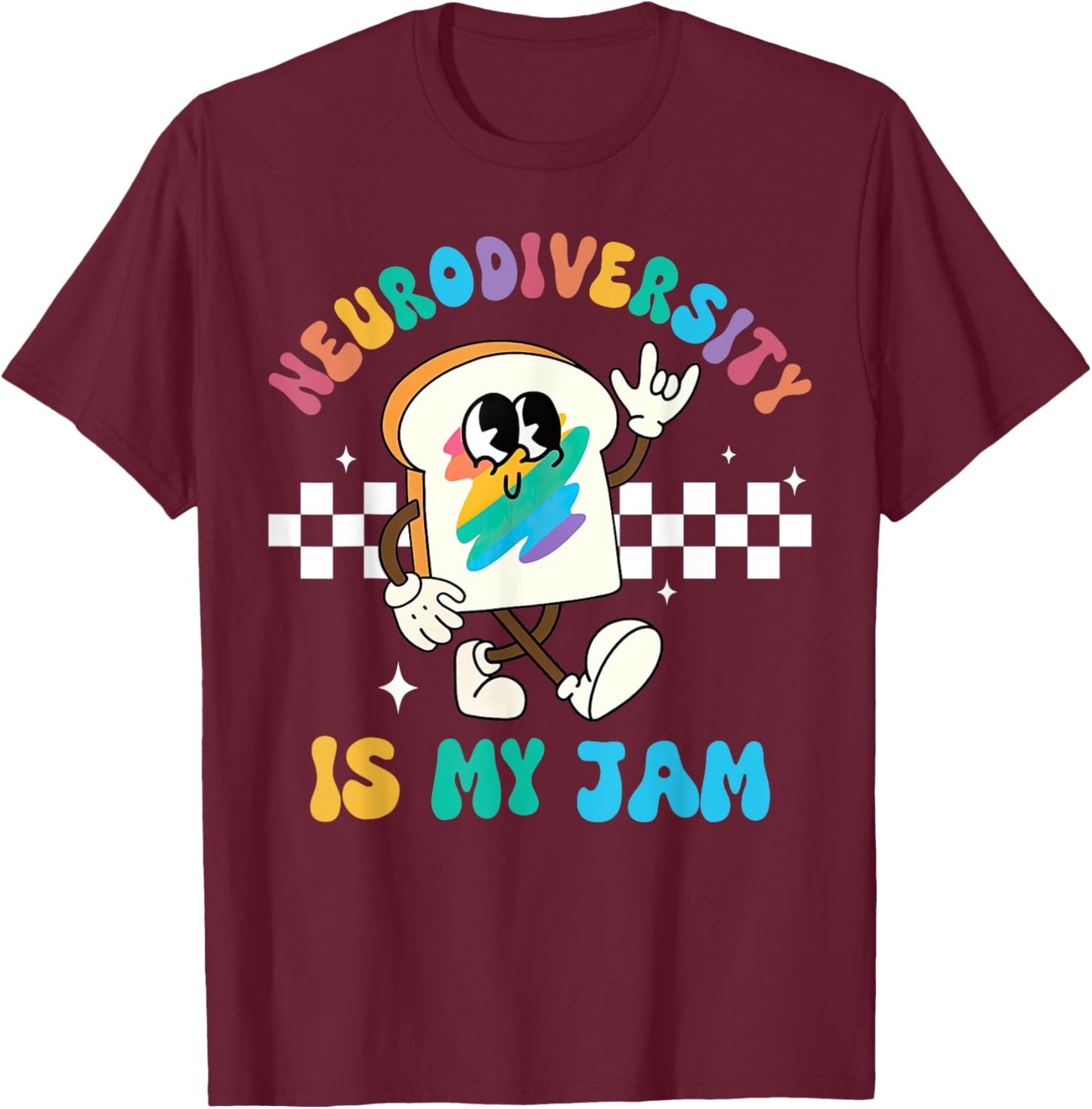 Retro Neurodiversity Is My Jam ADHD Autism Awareness Support T-Shirt - T-Shirt | Maroon