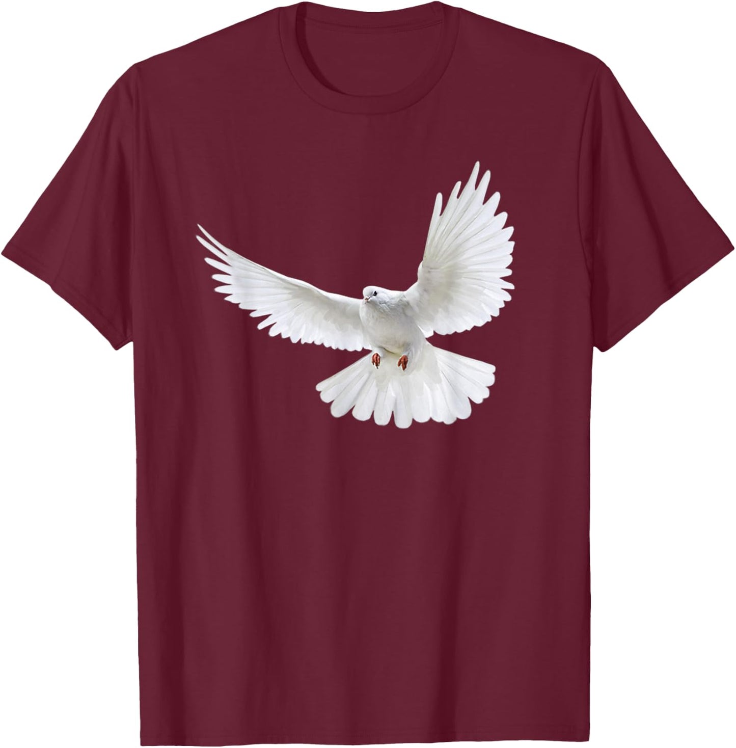Beautiful Flying Peaceful White Dove Photo Silhouette T-Shirt - T-Shirt | Maroon