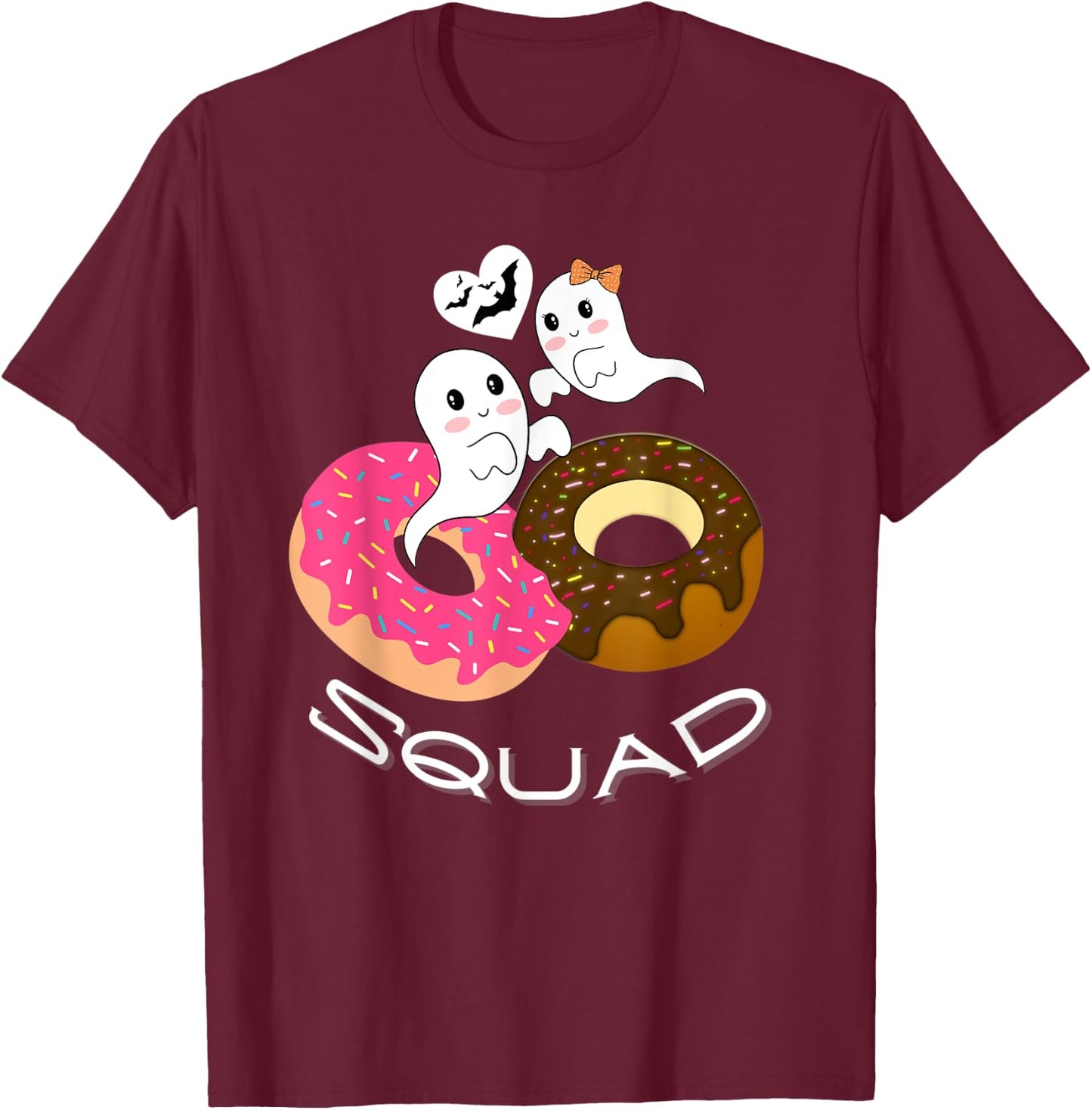 Cute Halloween Donut Squad Boy Girl Party Birthday Lover T-Shirt - T-Shirt | Maroon