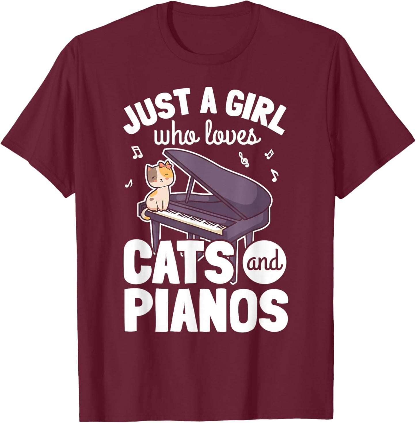 Piano Player Pianist Piano Musician I Cat T-Shirt - T-Shirt | Maroon