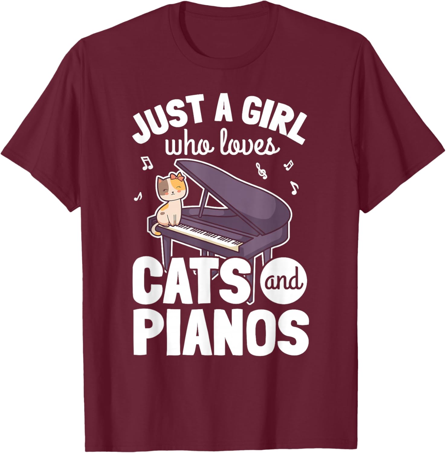 Piano Player Pianist Piano Musician I Cat T-Shirt - T-Shirt | Maroon