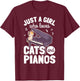 Piano Player Pianist Piano Musician I Cat T-Shirt - T-Shirt | Maroon