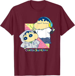 Crayon Shin-chan Music T-Shirt - T-Shirt | Maroon