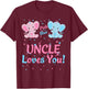 Uncle Gender Reveal Elephant Pink or Blue Matching Family T-Shirt - T-Shirt | Maroon